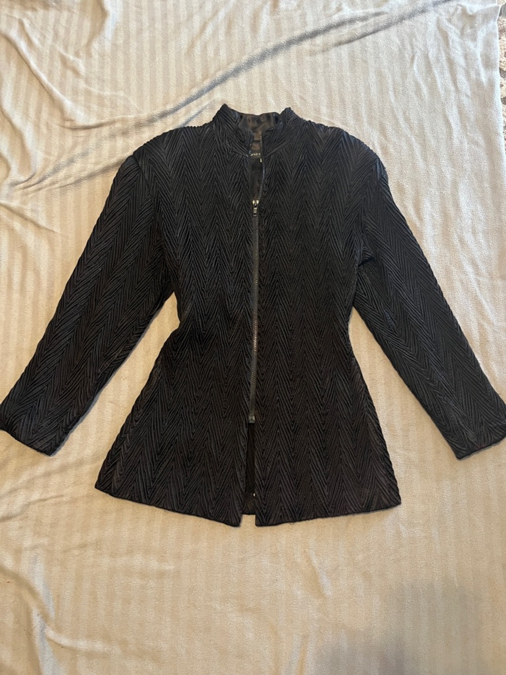 Andrea Jovine Black Textured Zip Jacket
